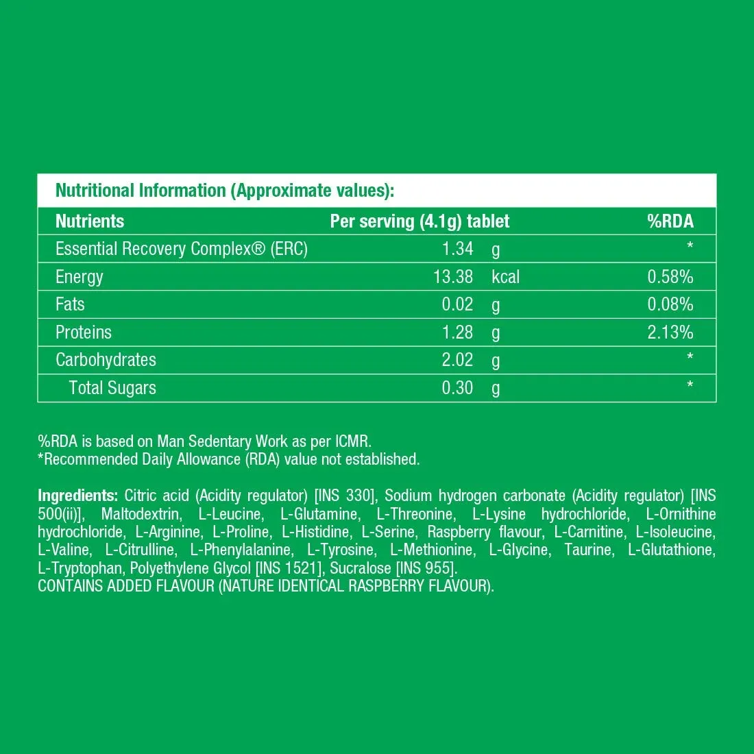 Fast&Up Recover - Essential Amino Acids (20 Effervescent Tablets - Raspberry Flavour) - Post Workout Supplement for Muscle Recovery