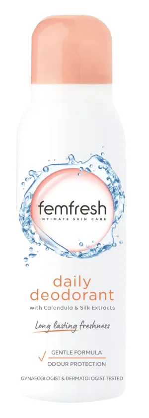 Femfresh Daily Freshness Intimate Deodorant - Gentle Vaginal Odour Protection Spray for Women for Long Lasting Freshness - Hypoallergenic Scent, Safe Ultimate Skin Care for a Fresh Feeling - 125 ml