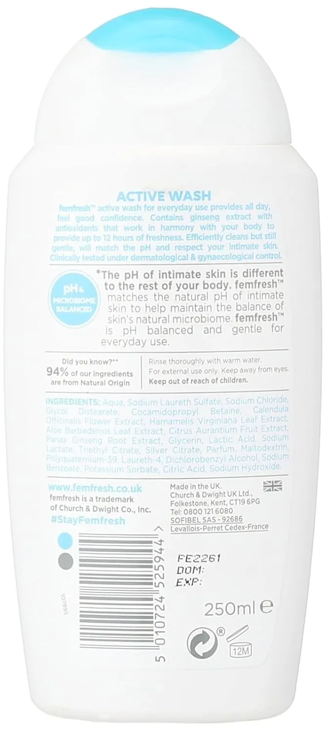 Femfresh Ultimate Care Active Fresh Wash 250ml