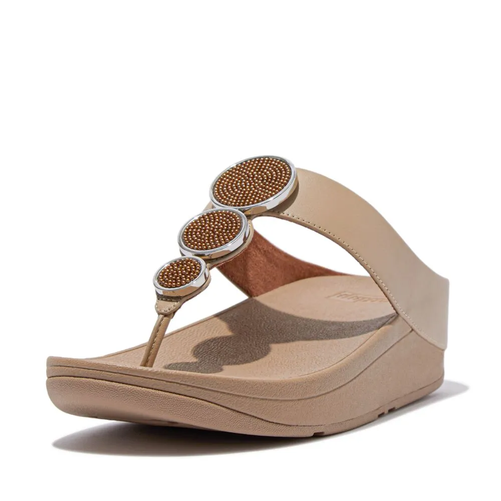 FitFlop Halo Bead Circle Metallic Sandals - Latte Beige