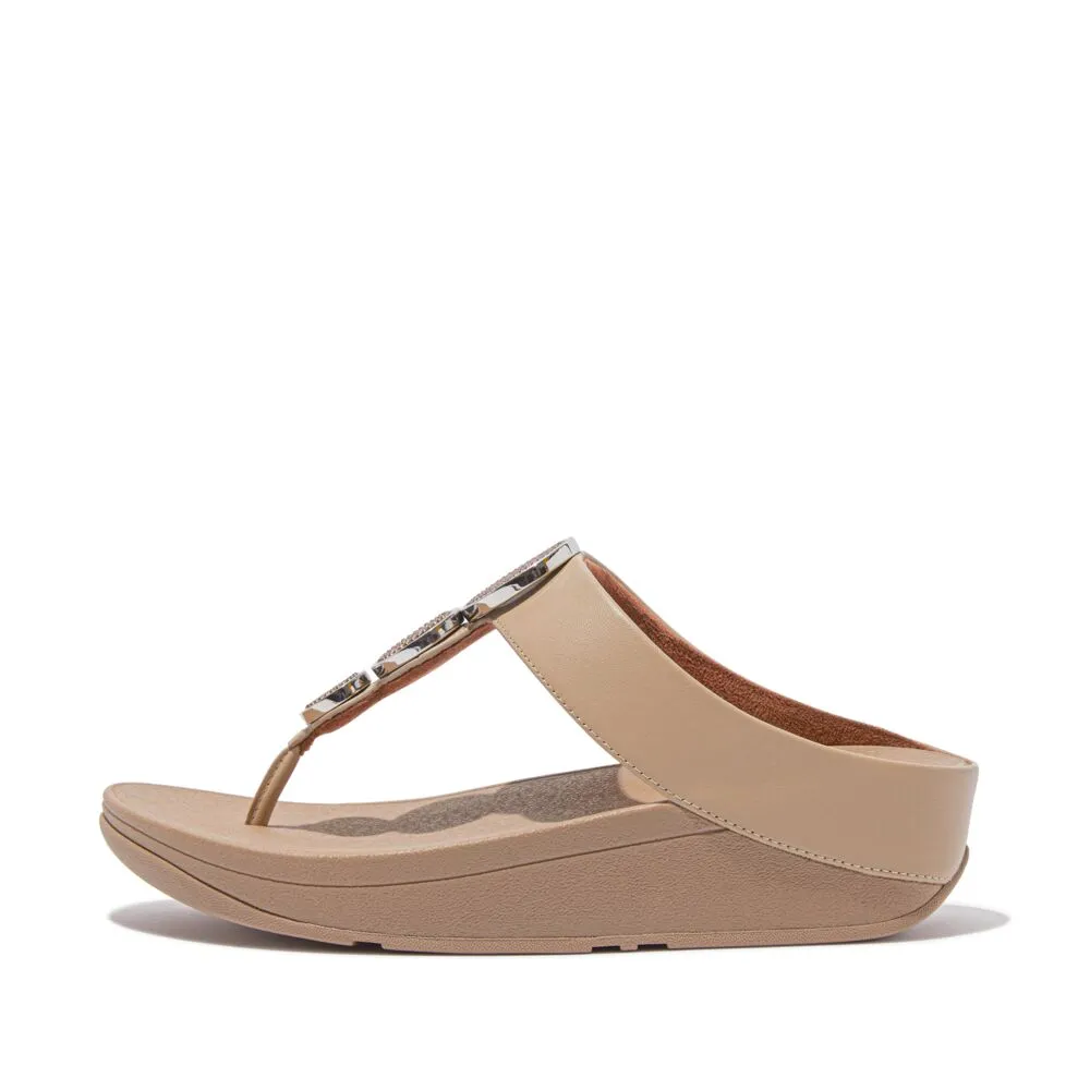 FitFlop Halo Bead Circle Metallic Sandals - Latte Beige