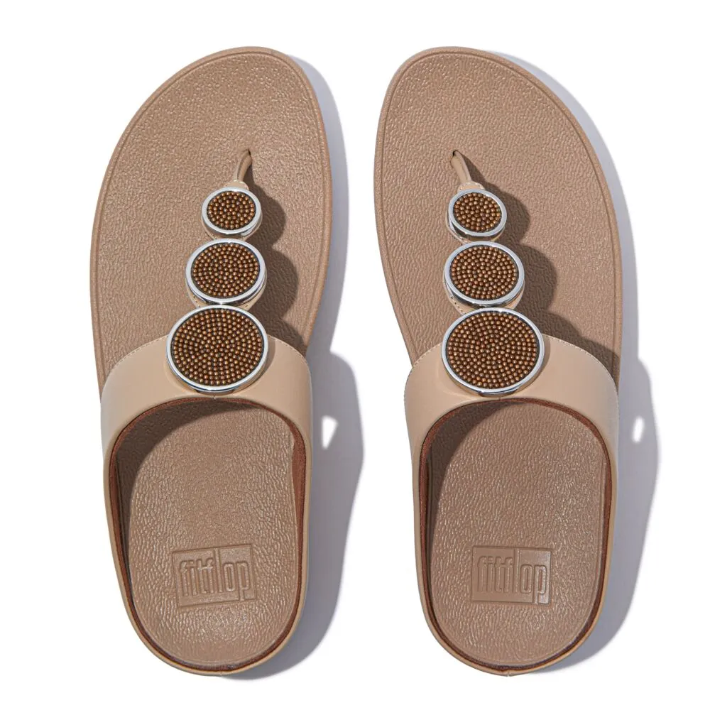 FitFlop Halo Bead Circle Metallic Sandals - Latte Beige