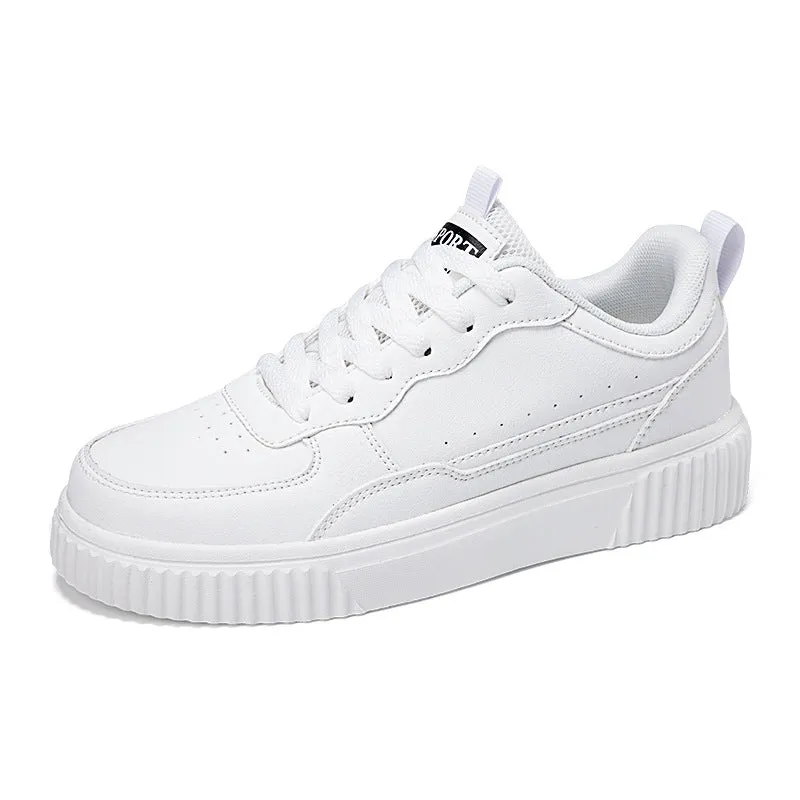 Flat Bottom Breathable White Sneakers