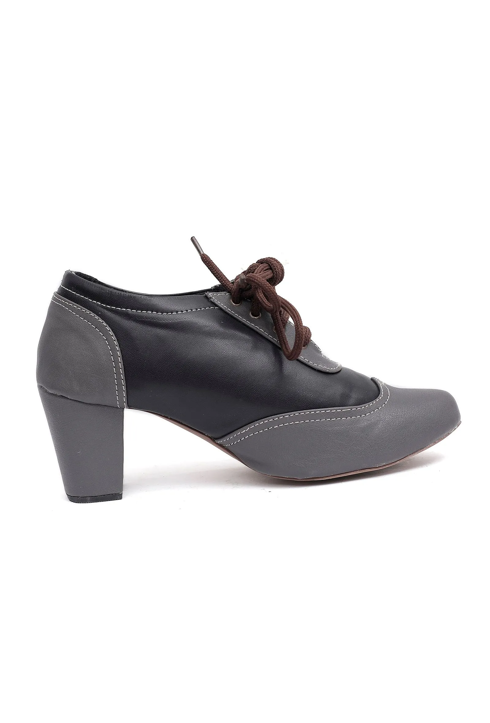 Flint Grey Cruelty Free Leather Oxford Heel Boots