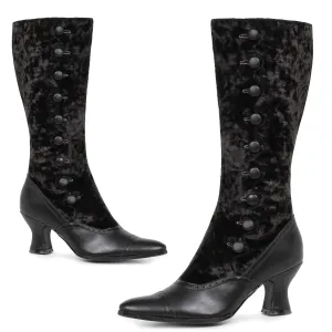 Gail-253 Velvet Victorian Button Knee Boots