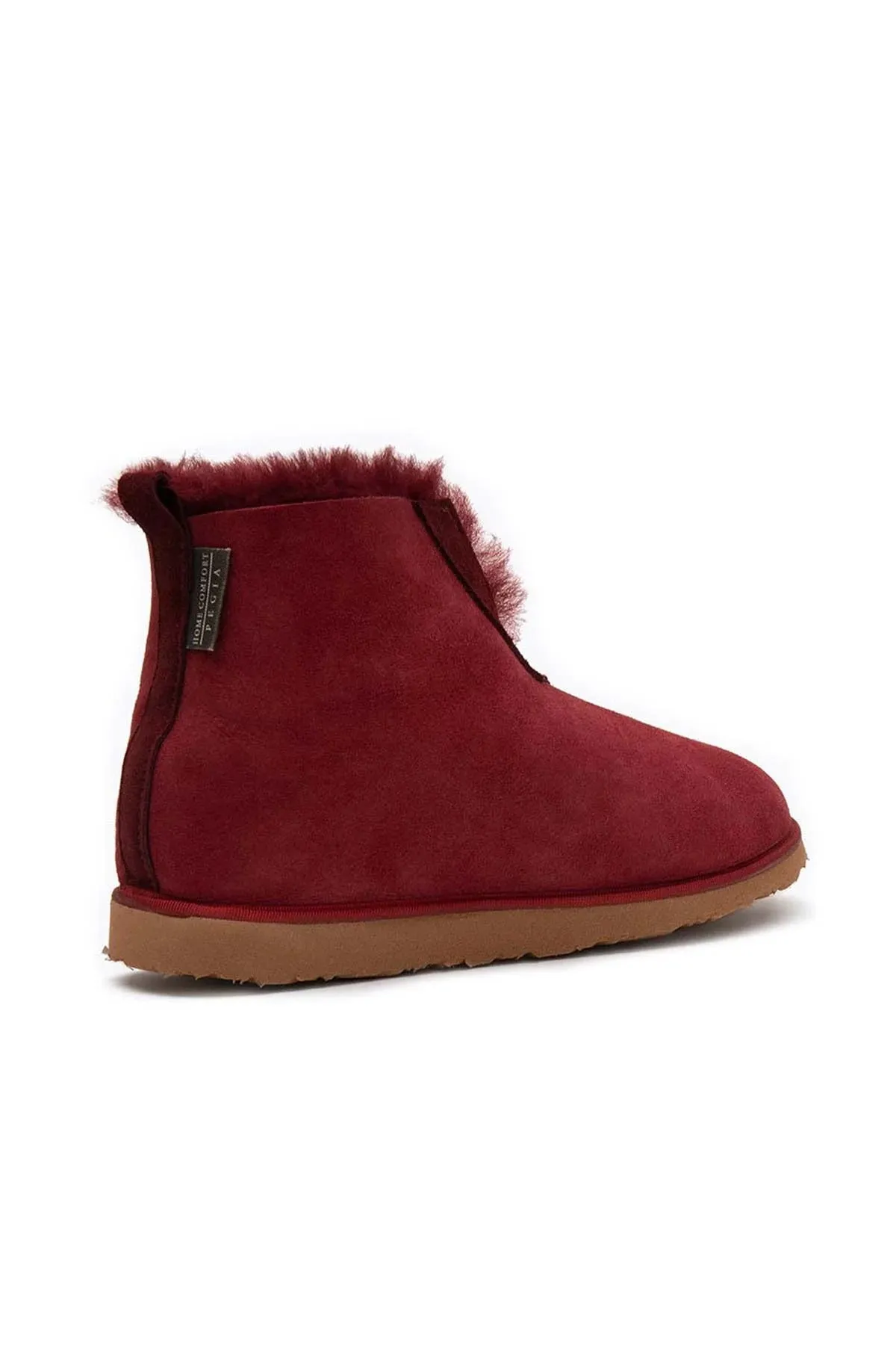 Genuine Suede Sheepskin Unisex Fudnap 191200 Burgundy