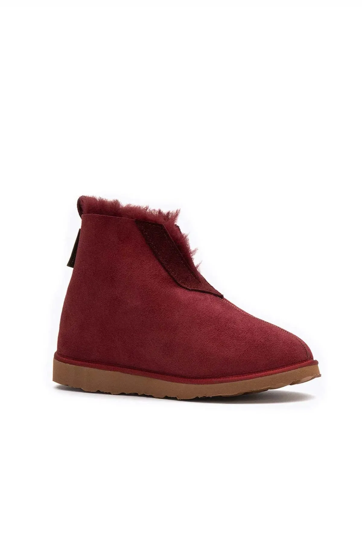 Genuine Suede Sheepskin Unisex Fudnap 191200 Burgundy