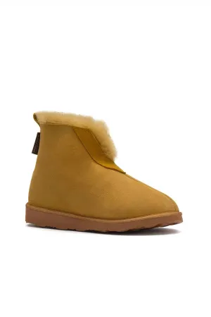 Genuine Suede Sheepskin Unisex Fudnap 191200 Mustard