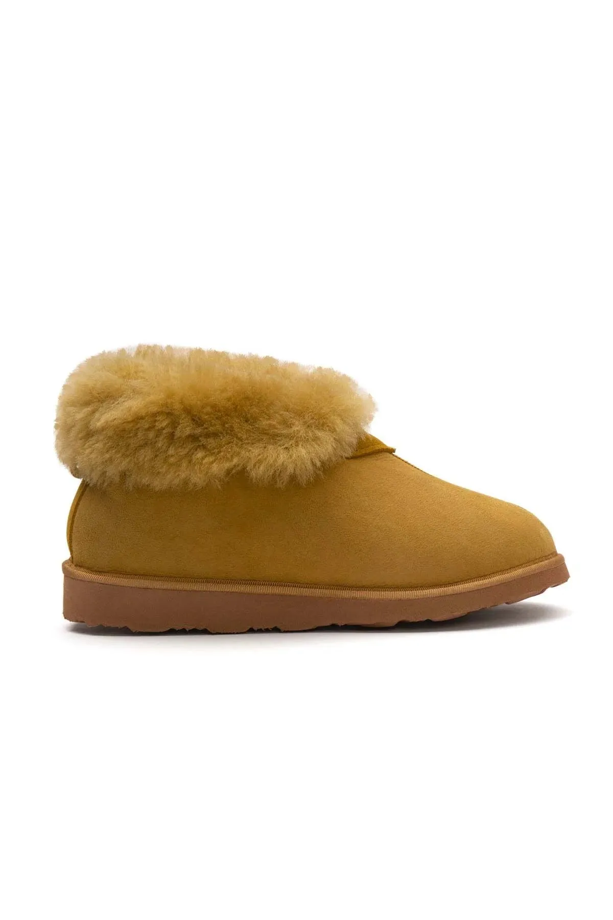 Genuine Suede Sheepskin Unisex Fudnap 191200 Mustard