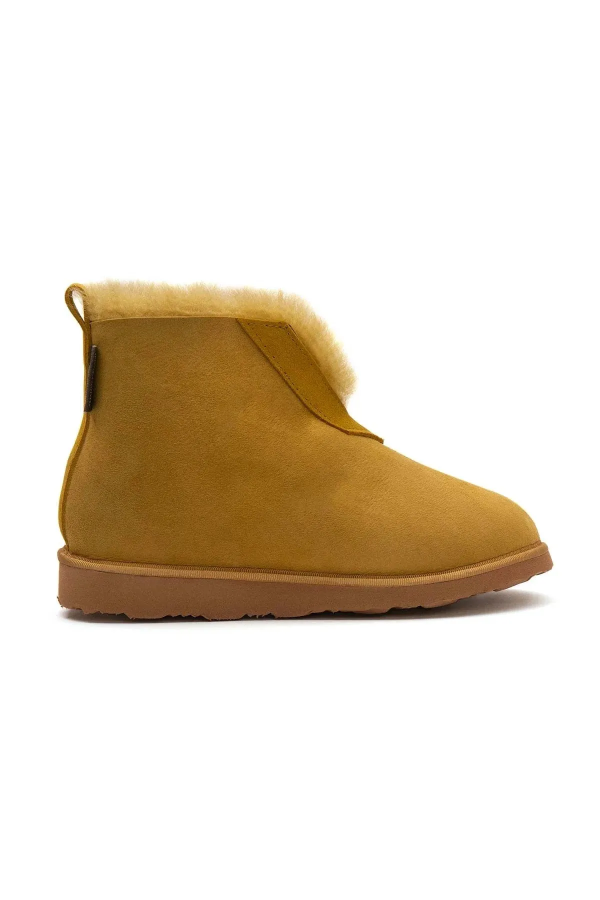 Genuine Suede Sheepskin Unisex Fudnap 191200 Mustard