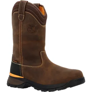 Georgia Mens TBD Waterproof Wellington Brown Leather Work Boots