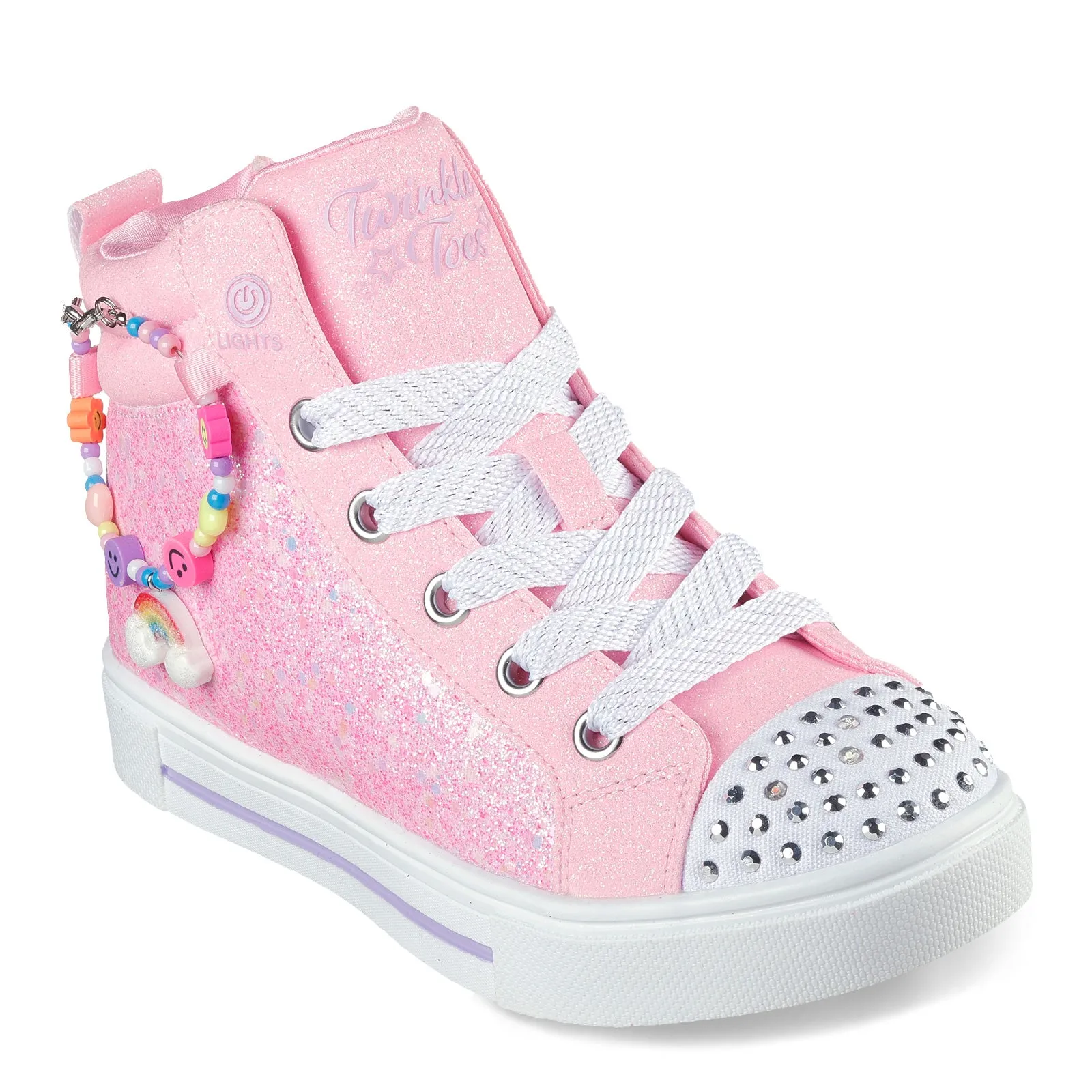 Girl's Skechers, Twinkle Toes: Twinkle Sparks - Charm Bestie High Top Sneaker - Little Kid