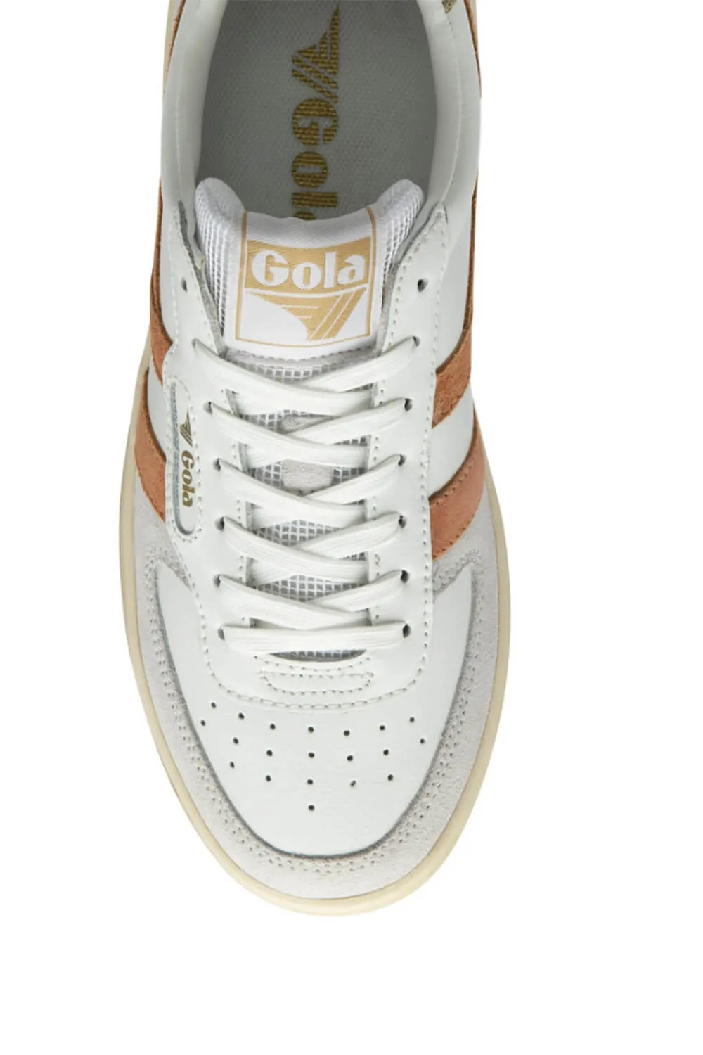 Gola Hurricane Suede Sneakers for Women in White/ Light Caramel/Gold | CLB336