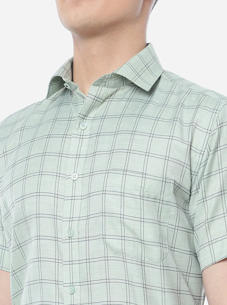 Green Checked Regular Fit Formal Shirt | Greenfibre