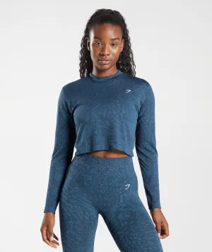 Gymshark Adapt Animal Seamless Long Sleeve Top - Wild | Navy