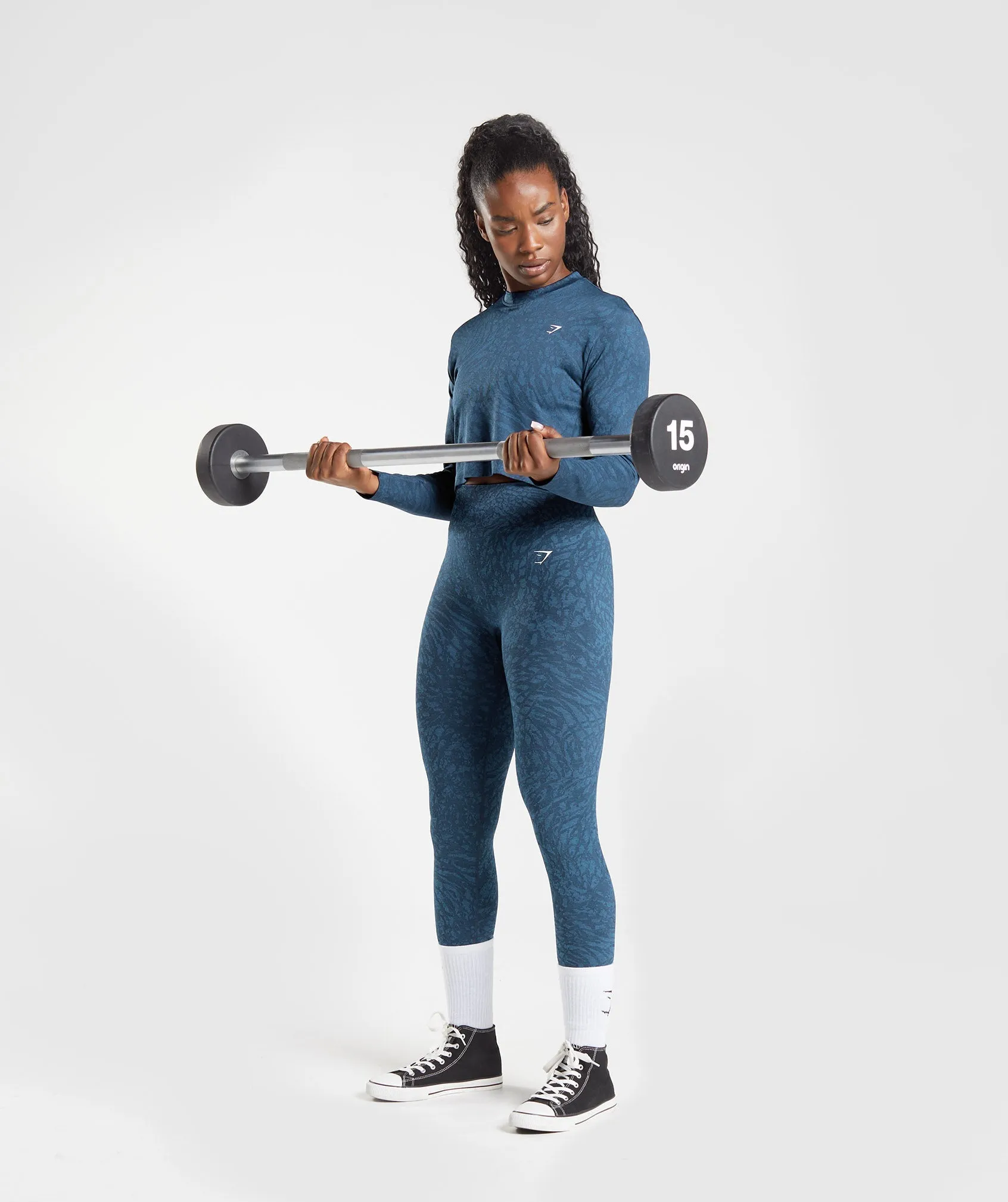 Gymshark Adapt Animal Seamless Long Sleeve Top - Wild | Navy