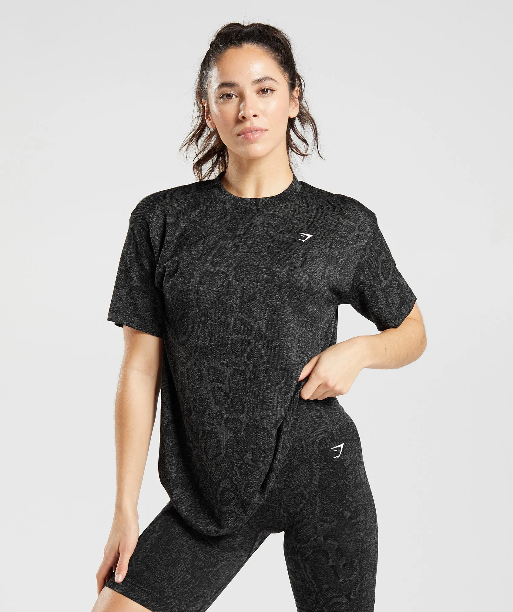 Gymshark Adapt Animal Seamless T-Shirt - Urban Grey/Black