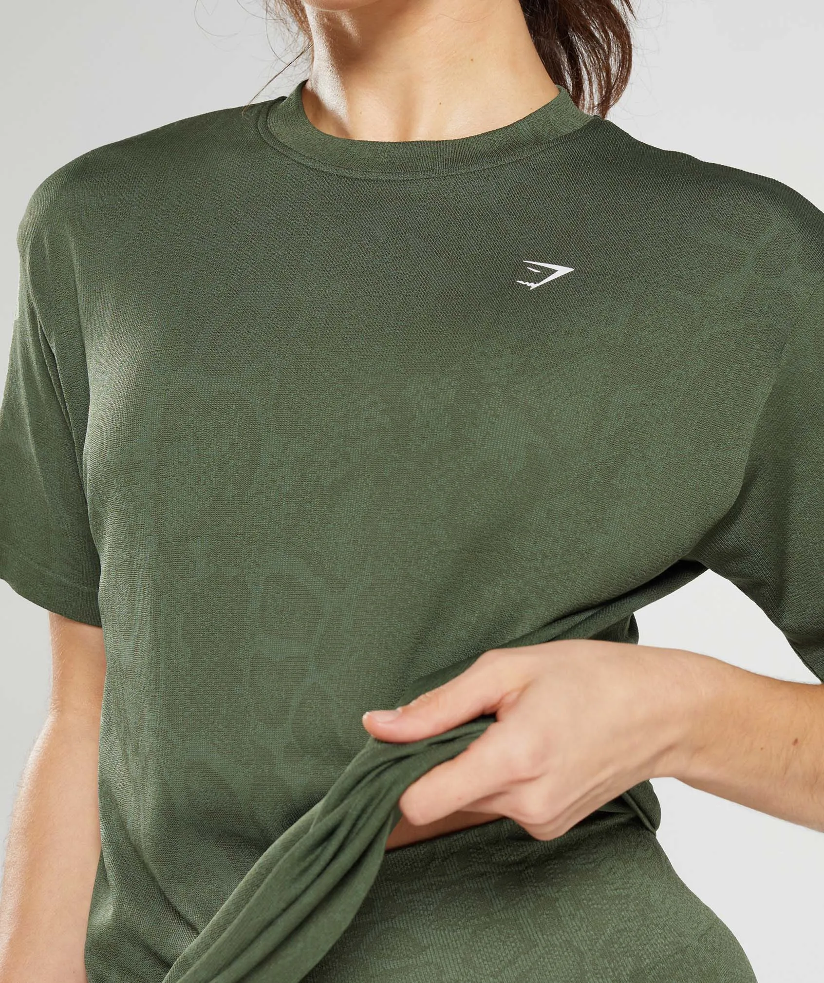 Gymshark Adapt Animal Seamless T-Shirt - Willow Green/Core Olive