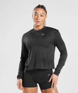 Gymshark Adapt Camo Seamless Long Sleeve Top - Lava | Black