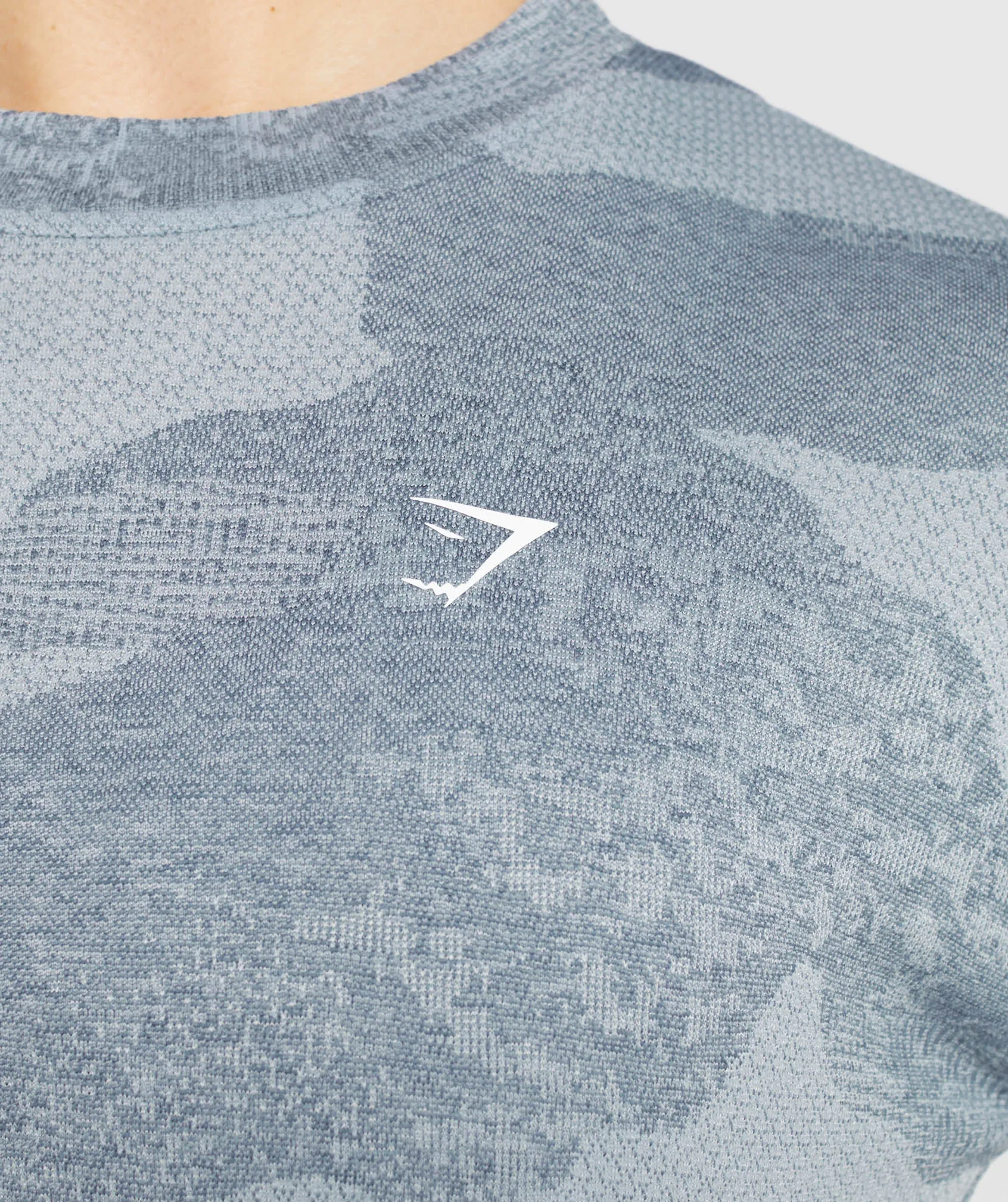 Gymshark Adapt Camo Seamless Long Sleeve Top - Lava | River Stone Grey/Evening Blue