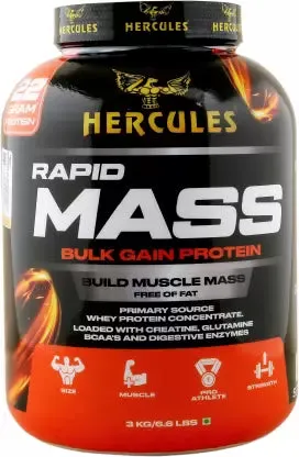 HERCULES Rapid Mass Weight Gainers/Mass Gainers  (3 kg, Kesar Pista)