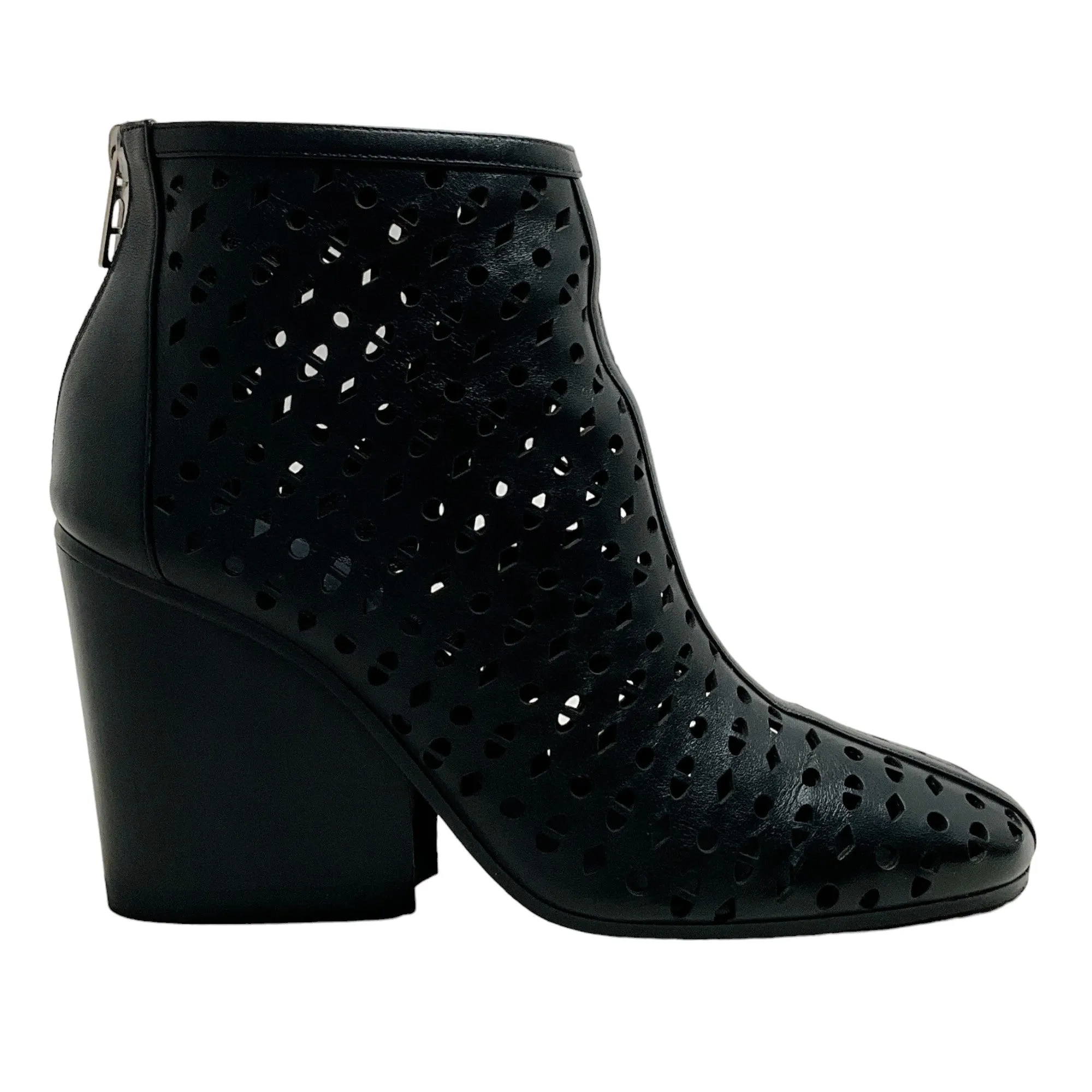 Hermes Black Leather Milady Laser Cut Booties