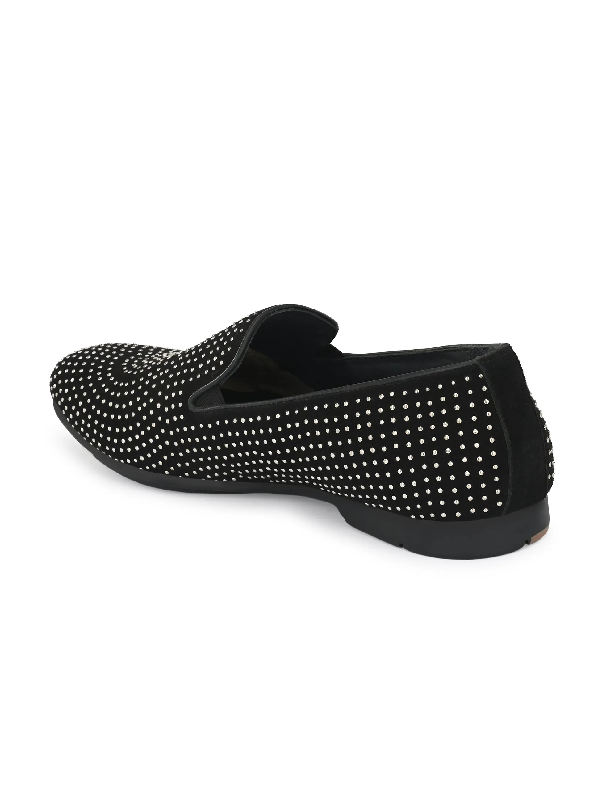 Hitz Men's Black Slip-On Leather Party Shoes