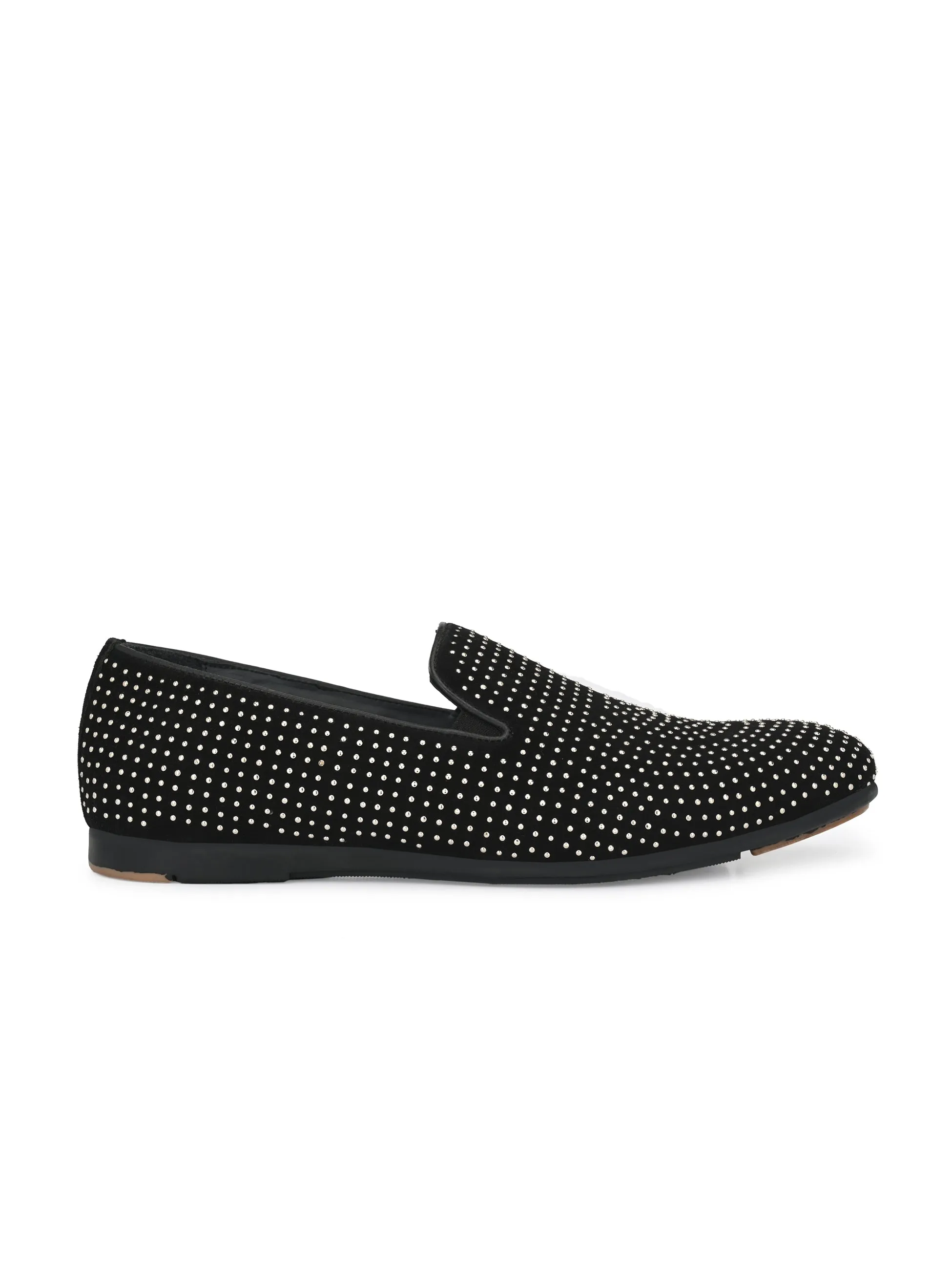 Hitz Men's Black Slip-On Leather Party Shoes