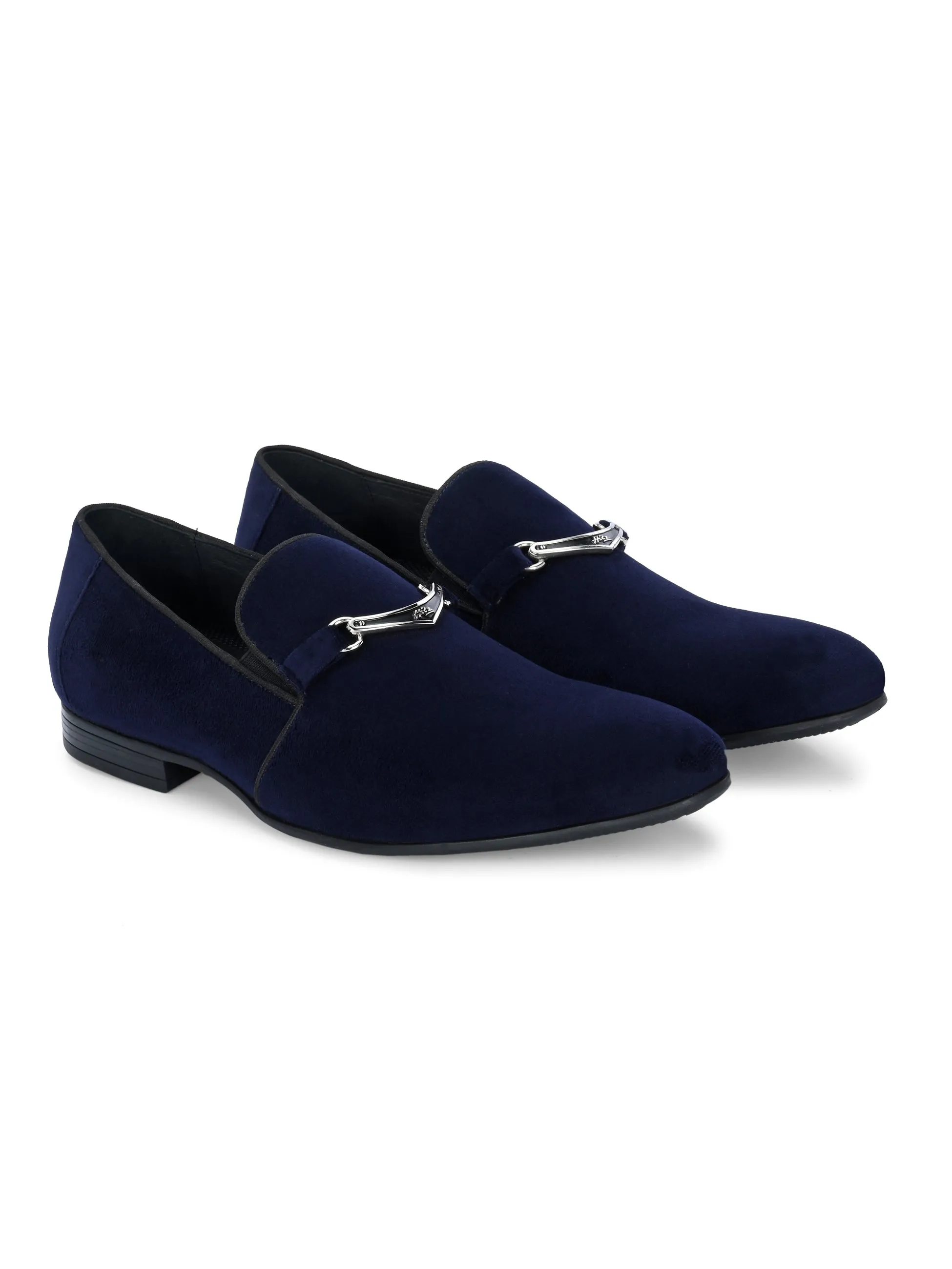 HITZ7558 Men's Blue Leather Party Wear Slip-On Shoes