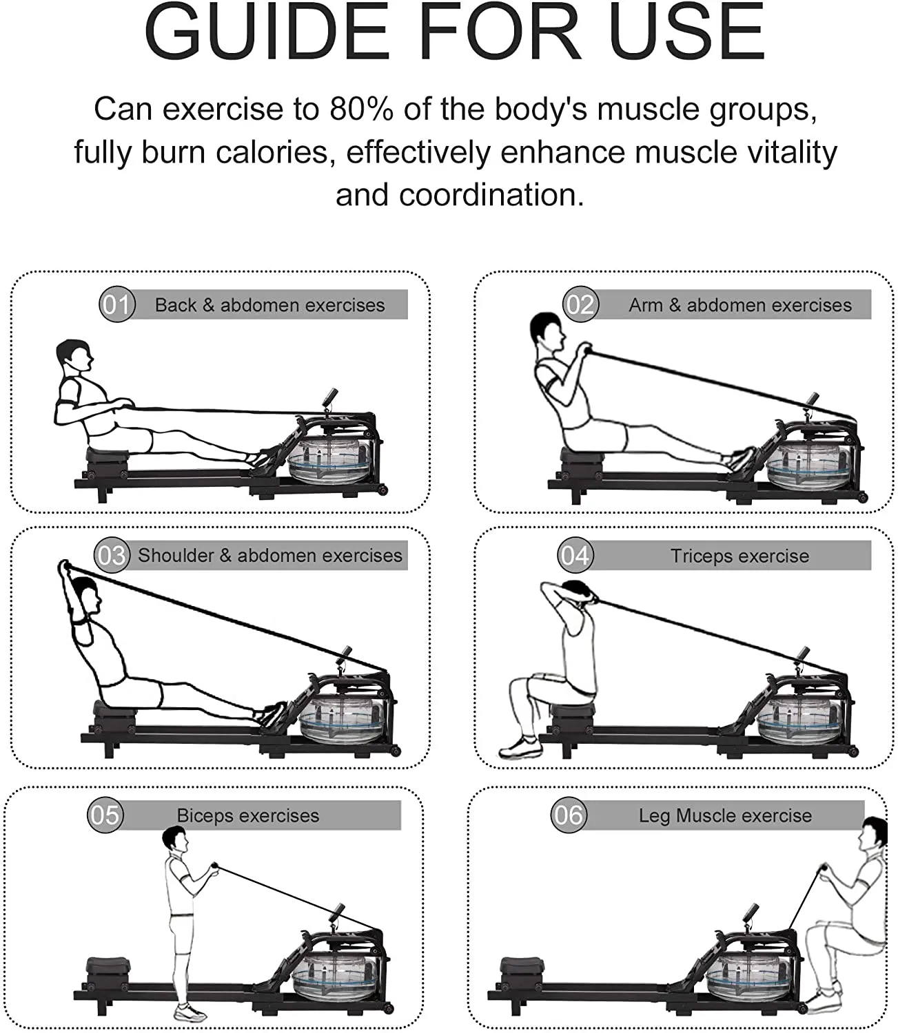 Home Water Rowing Machine with LCD Monitor - Supports up to 330 Lbs