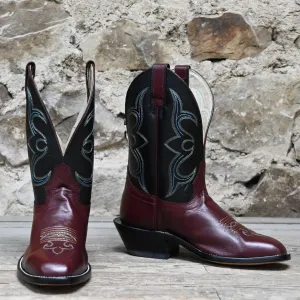 Hondo BRONC BOOT 11" Black Top with Burgundy Soft Premium Cow Vamp