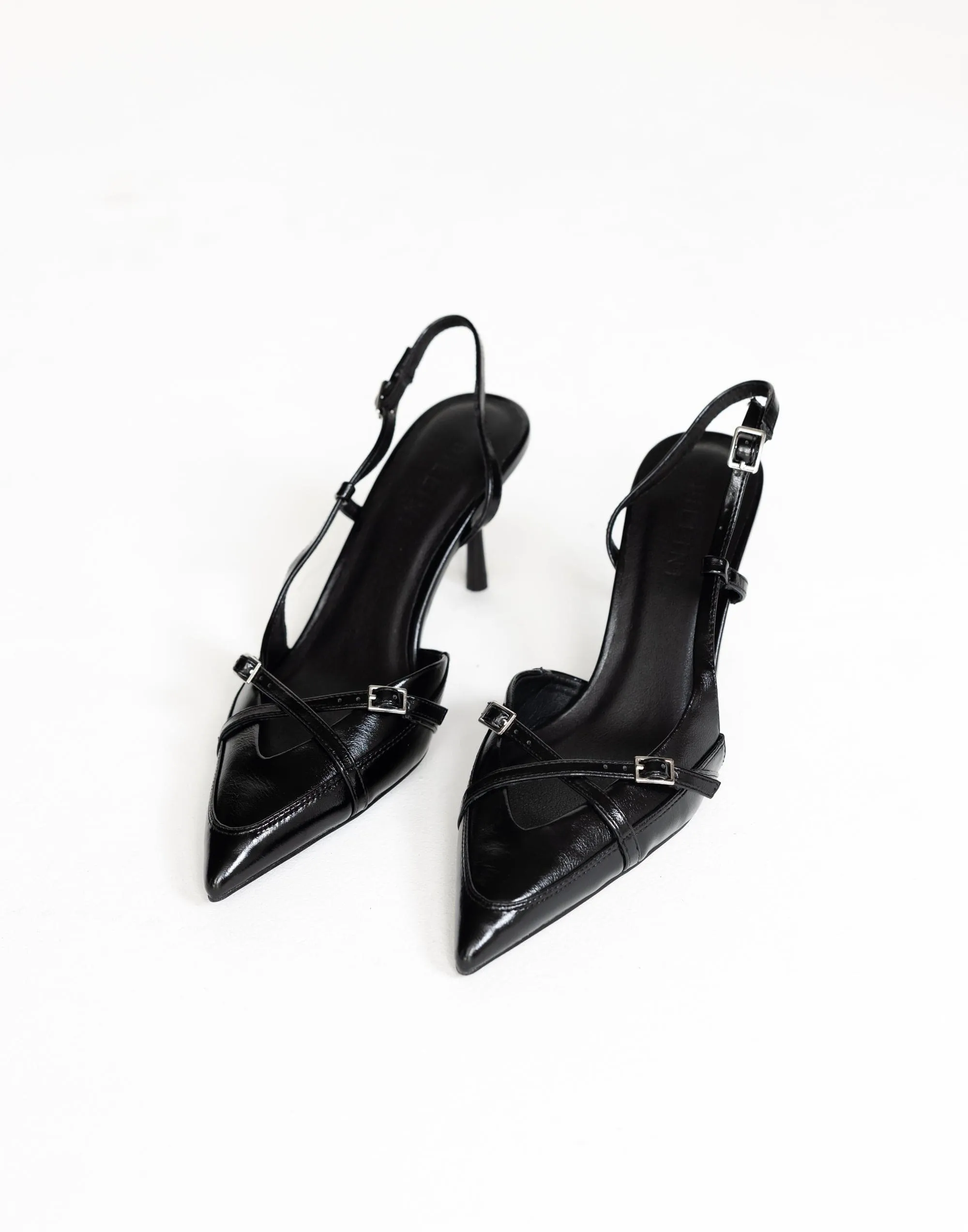 Huxly Heels (Black Shine) - By Billini