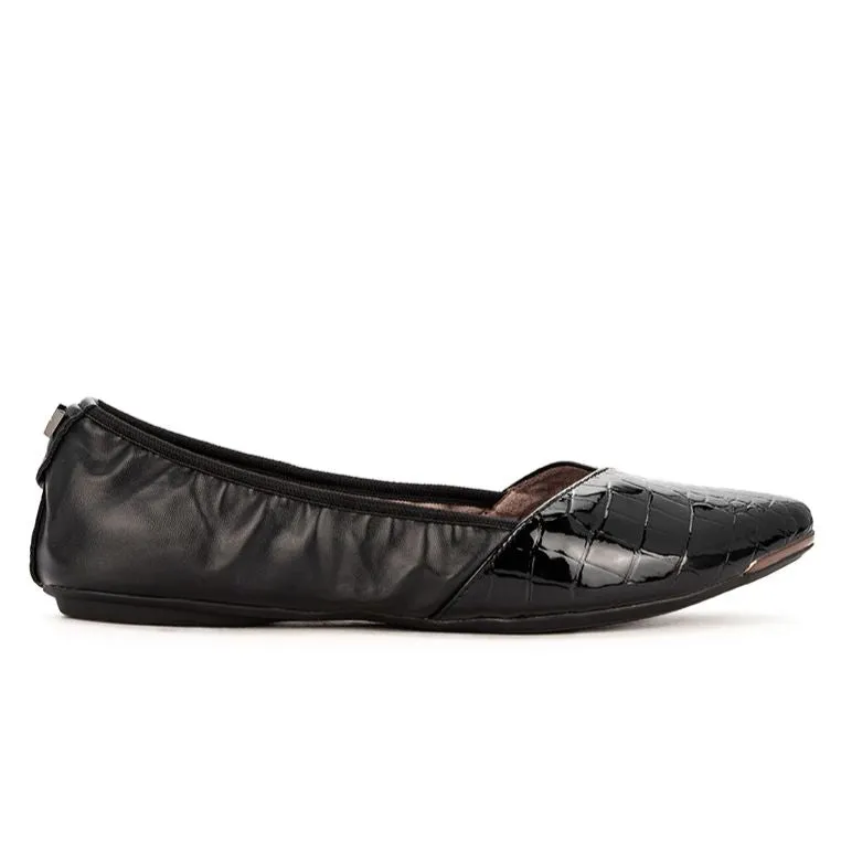 IVY Ballet Flat Shoes - Black Patent Croc