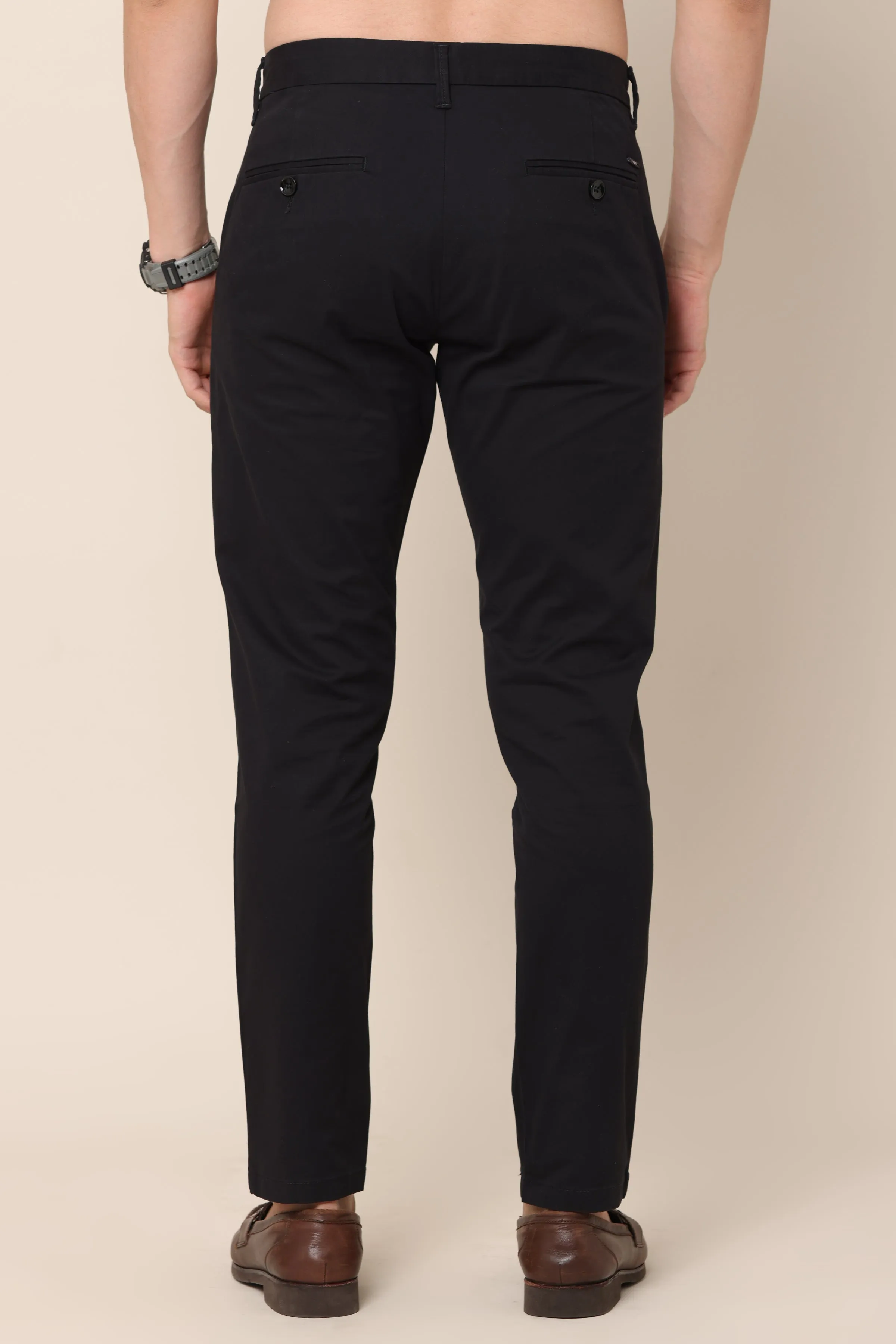 Ivyn Classic Black Cotton Trousers