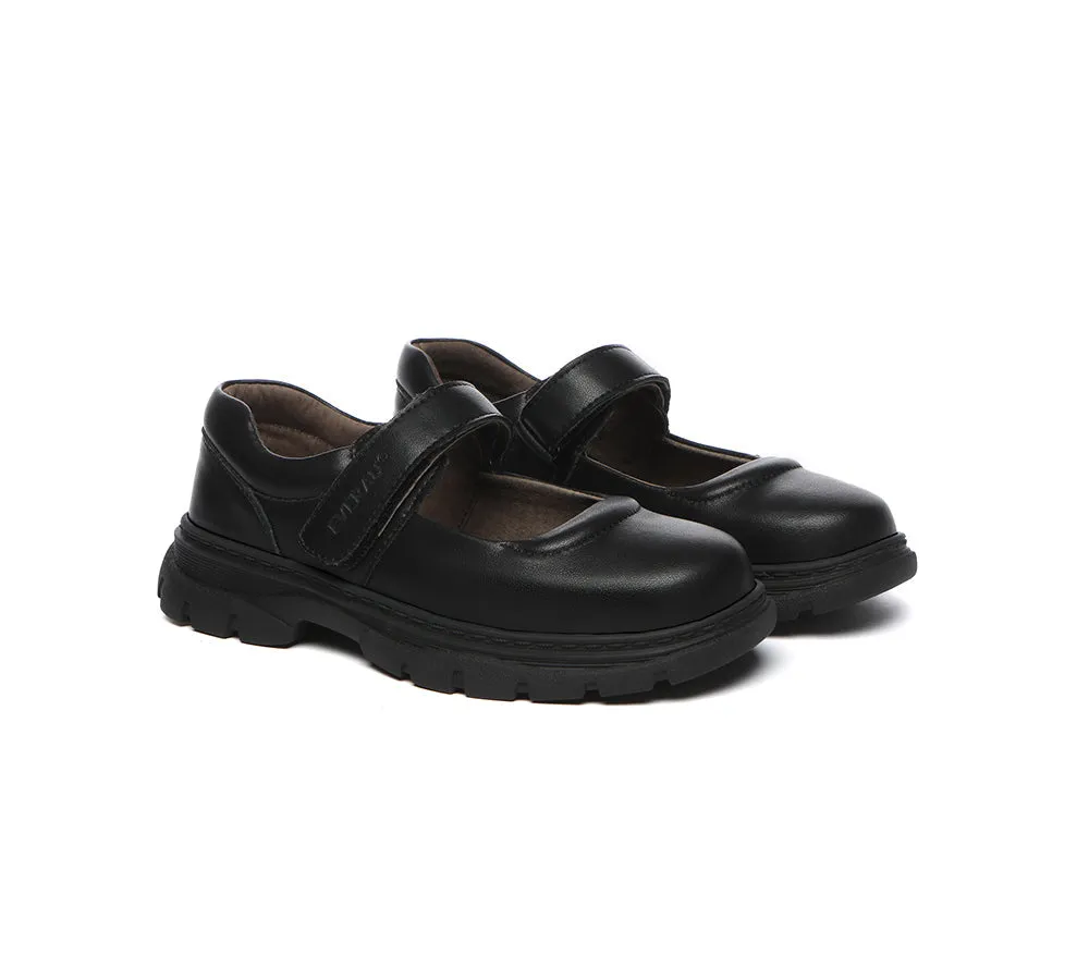 Kids Senior Black Leather School Shoes Chris