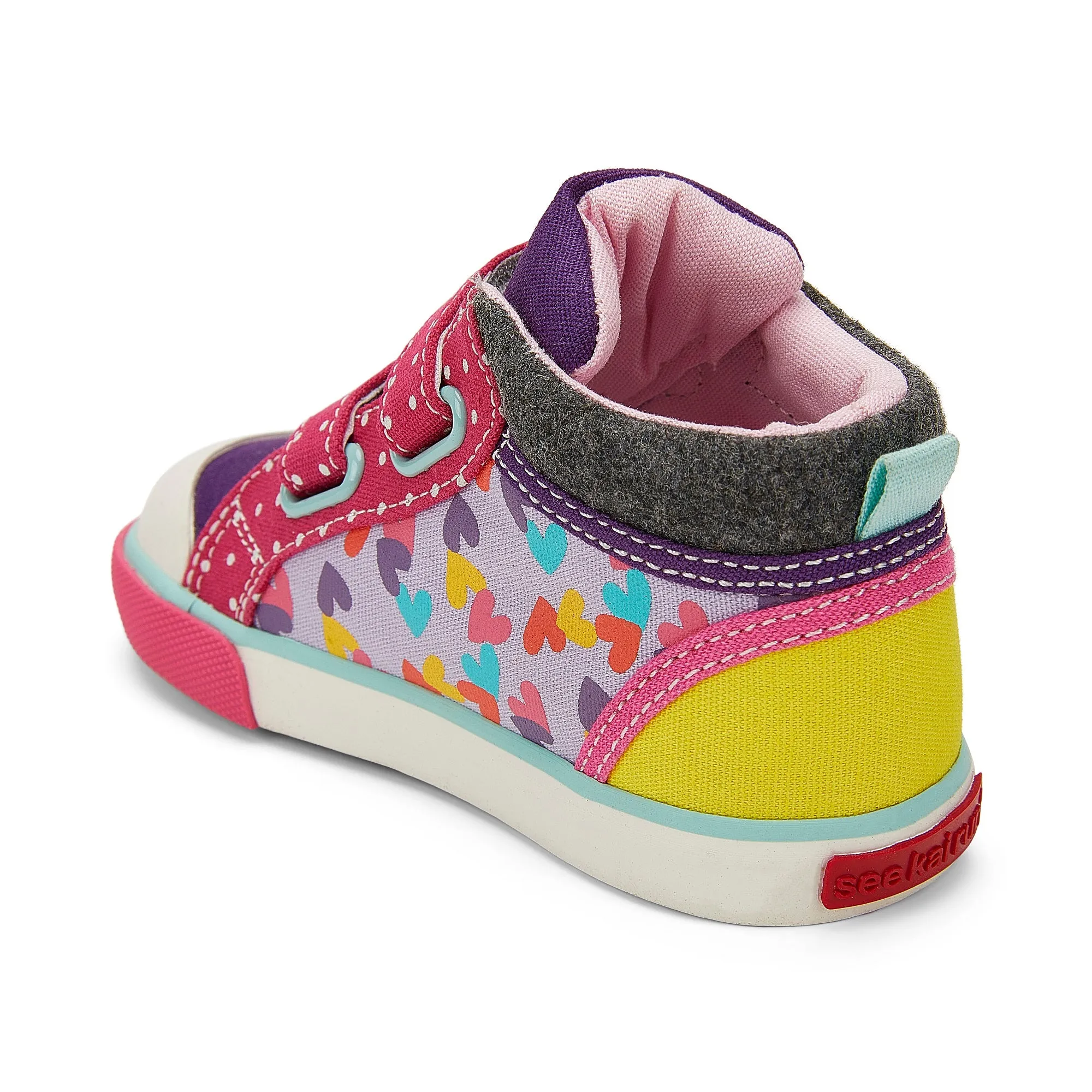 Kya Hi-Top Sneaker - Purple/Hearts Mix