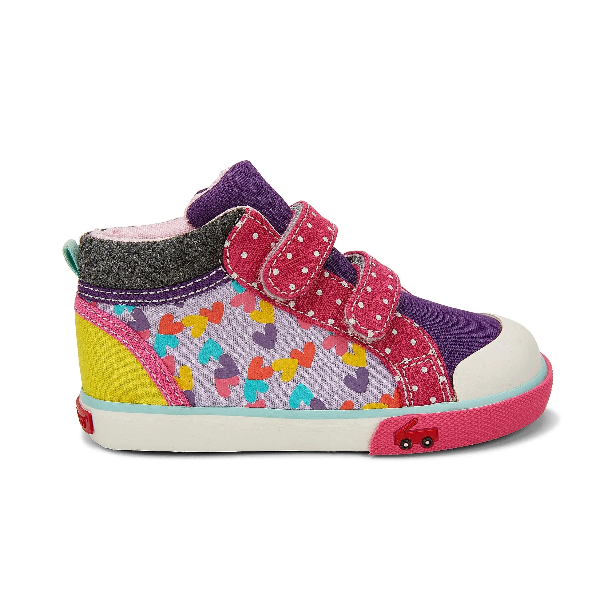 Kya Hi-Top Sneaker - Purple/Hearts Mix