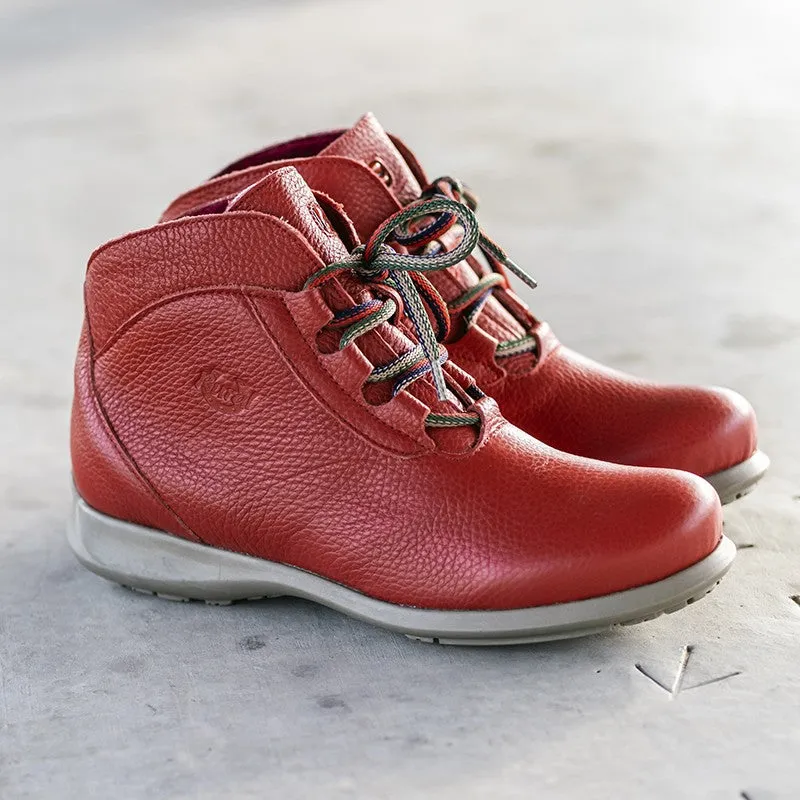 Lace up Ankle Boot in Red - RURAL by Jose Saenz