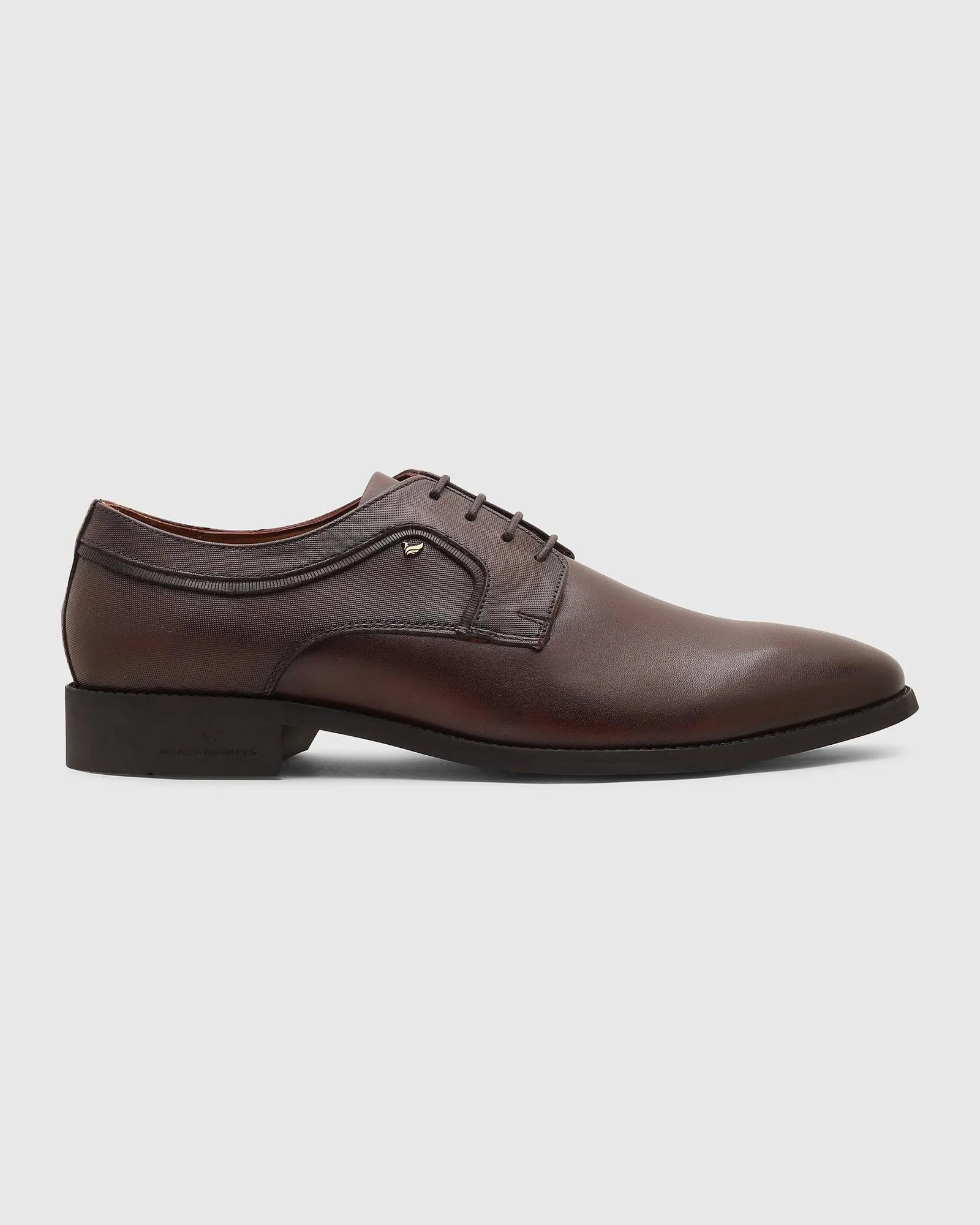 Leather Burgundy Solid Derby Shoes - Quddor