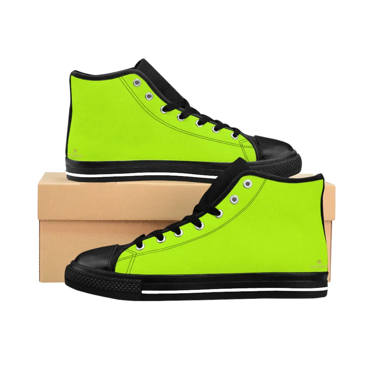 Light Green Men's High Tops, Solid Color Print Premium High-top Fashion Sneakers Casual Shoes