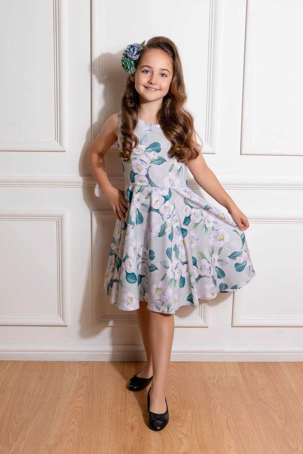 Little Kitty Girls' Pastel Purple Floral Swing Dress