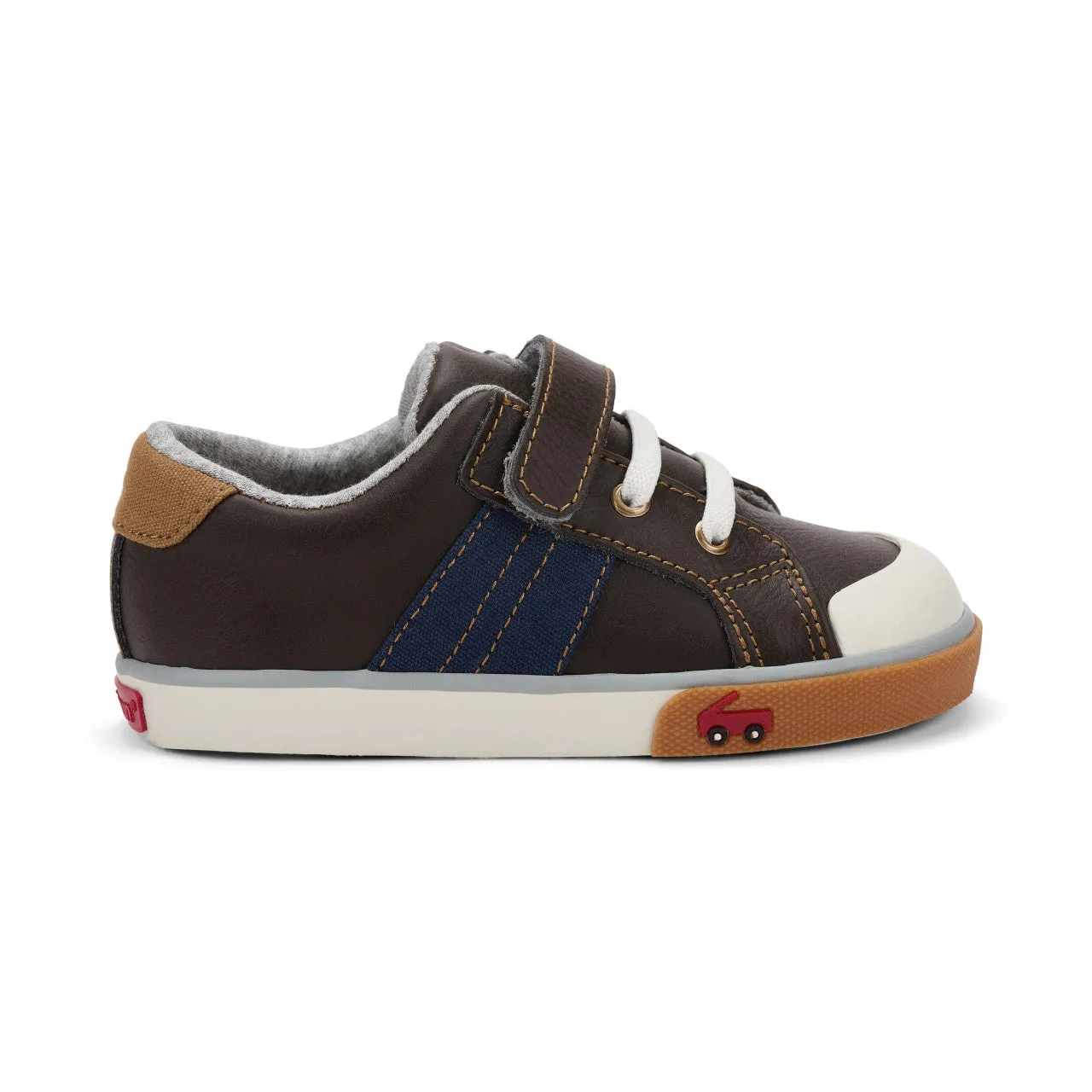 Lucci Kid's Leather Sneaker - Brown/Navy