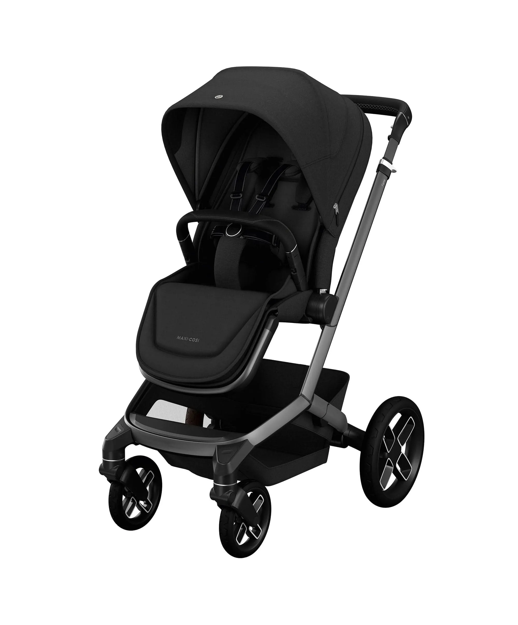 Maxi Cosi Fame Premium Pushchair Bundle with Pebble 360 Pro 2 Car Seat & Base – Black with Black Wheels