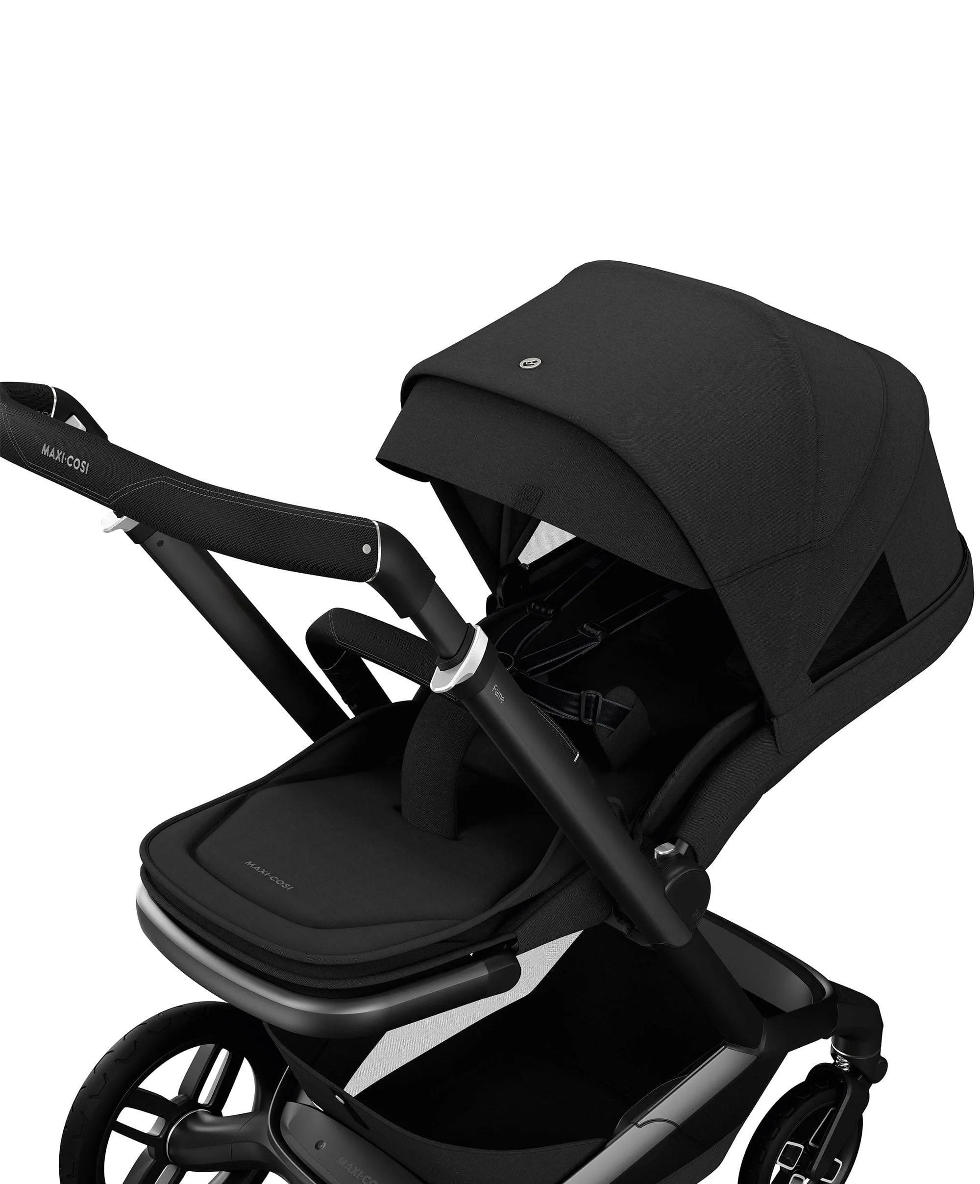 Maxi Cosi Fame Premium Pushchair Bundle with Pebble 360 Pro 2 Car Seat & Base – Black with Black Wheels