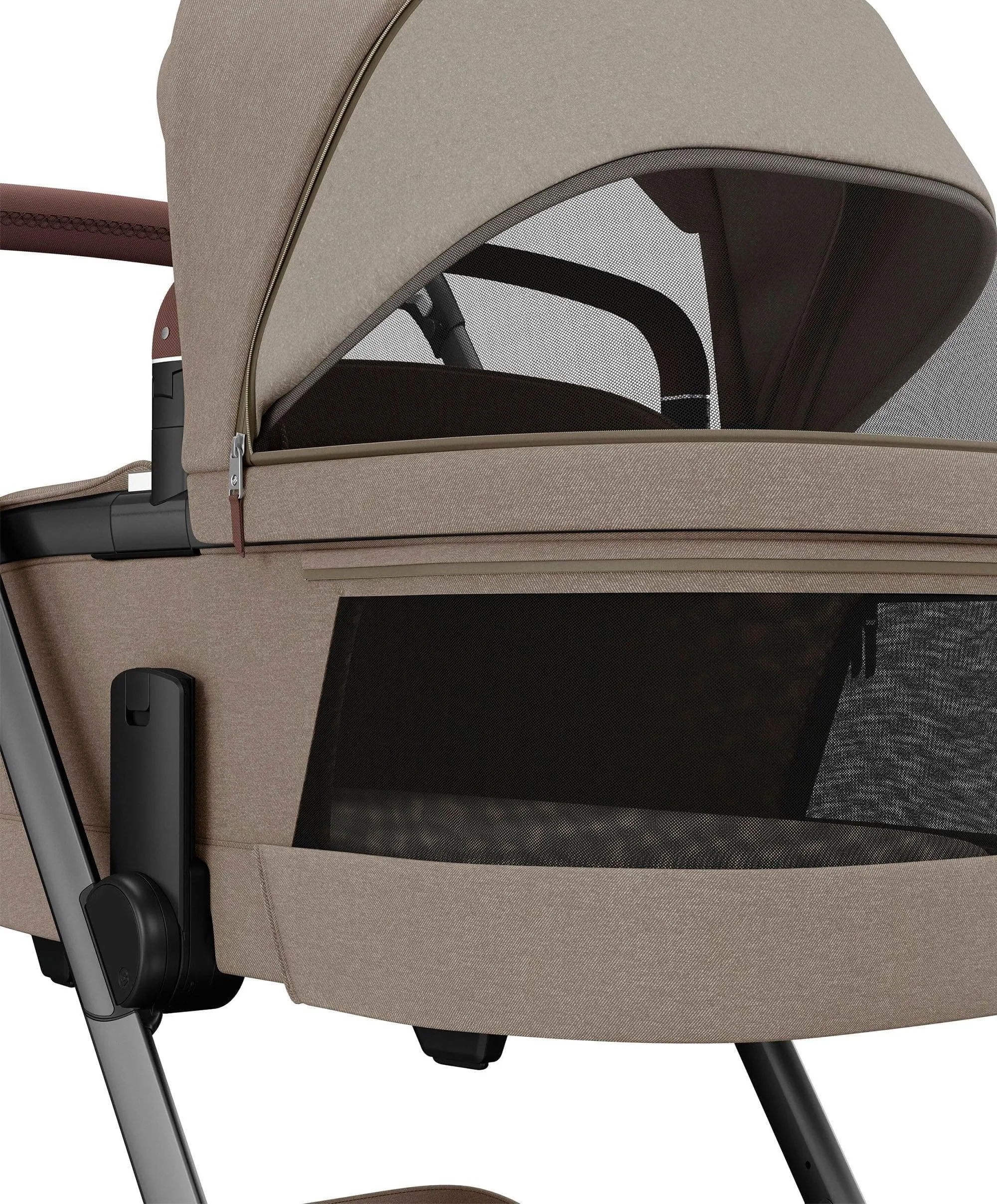 Maxi Cosi Fame Premium Pushchair Bundle with Pebble 360 Pro 2 Car Seat & Base – Truffle with Brown Wheels