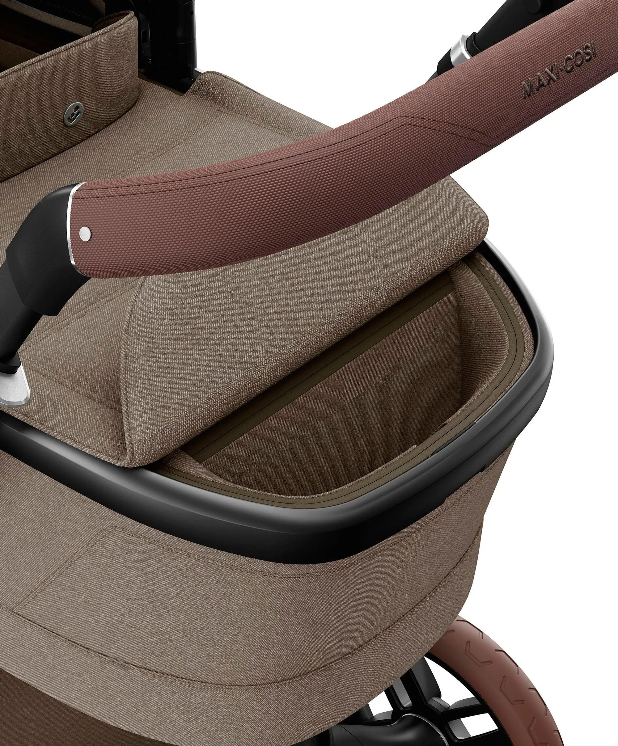 Maxi Cosi Fame Premium Pushchair Bundle with Pebble 360 Pro 2 Car Seat & Base – Truffle with Brown Wheels