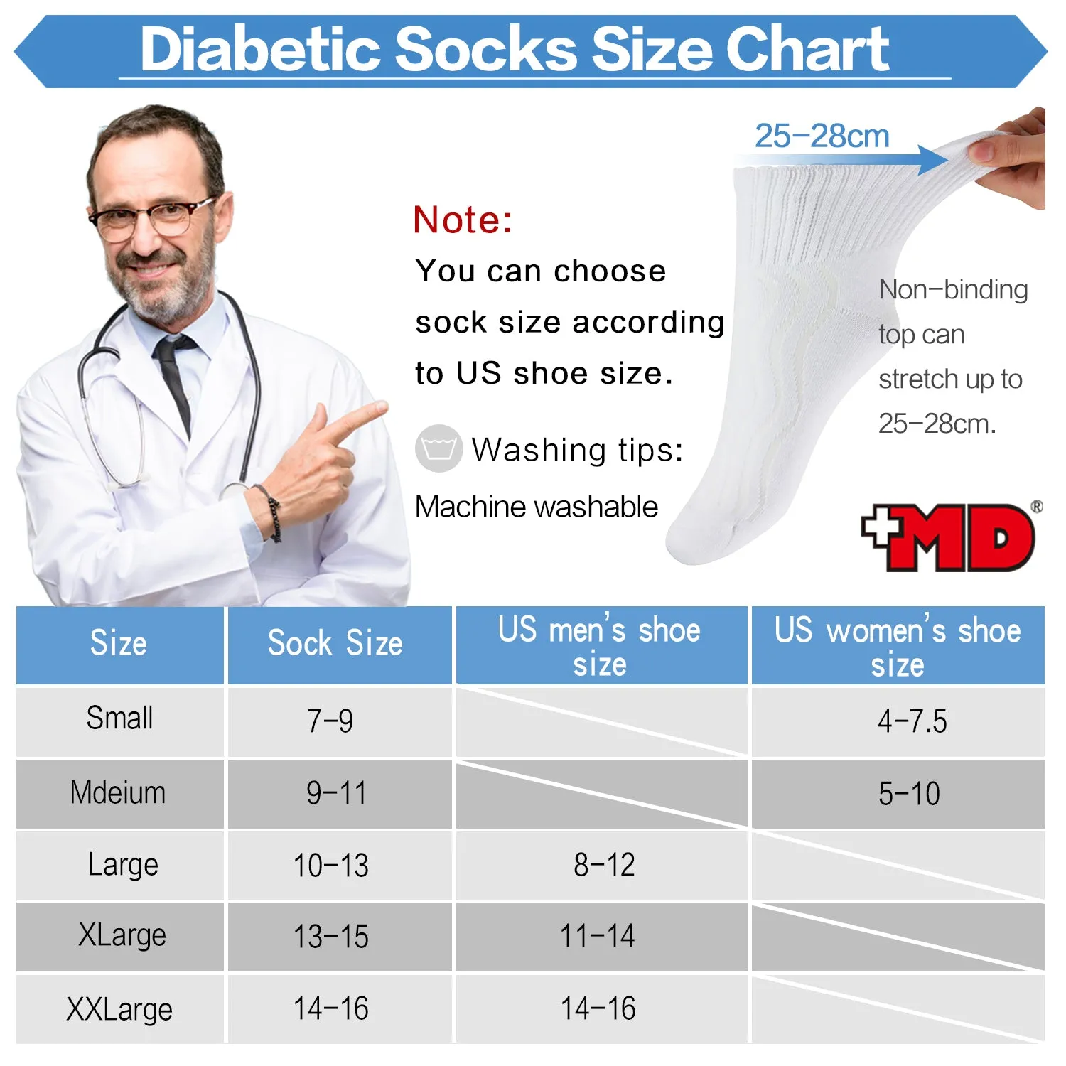 MD Cotton Non-Binding Ankle Diabetic Socks Cushion Loose