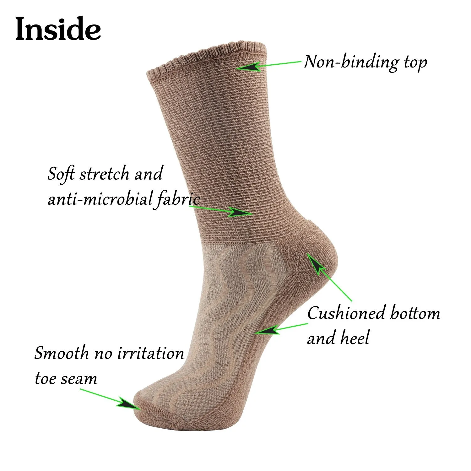 MD Cotton Non-Binding Crew Dress Socks with Cushion Sole (2 Pairs)