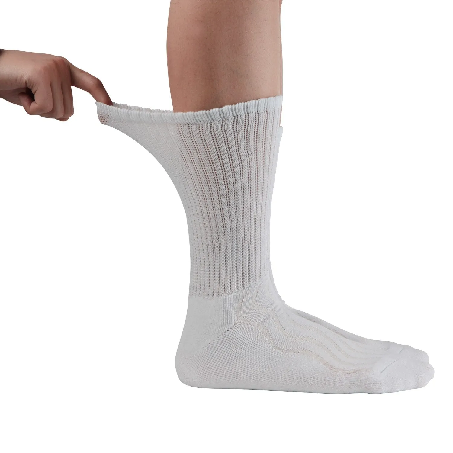 MD Cotton Non-Binding Crew Dress Socks with Cushion Sole (2 Pairs)