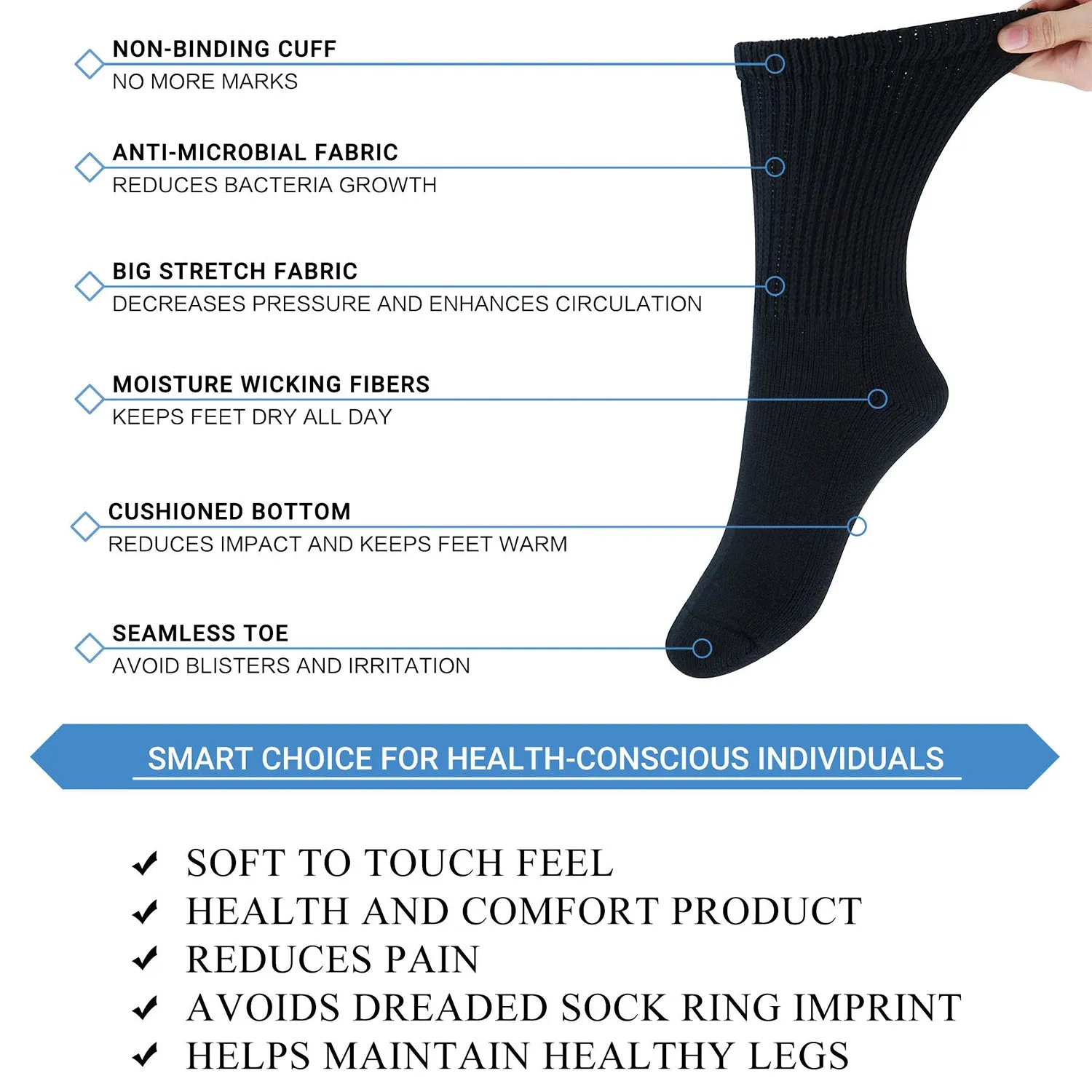 MD Cotton Non-Binding Warm Cushion Crew Socks Dress Socks